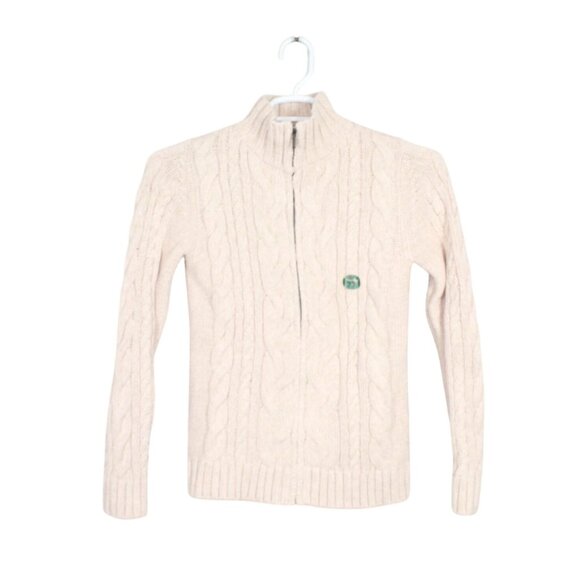 LL Bean Double L Cable Sweater Zip Cardigan Pink Size Small - Picture 1 of 10